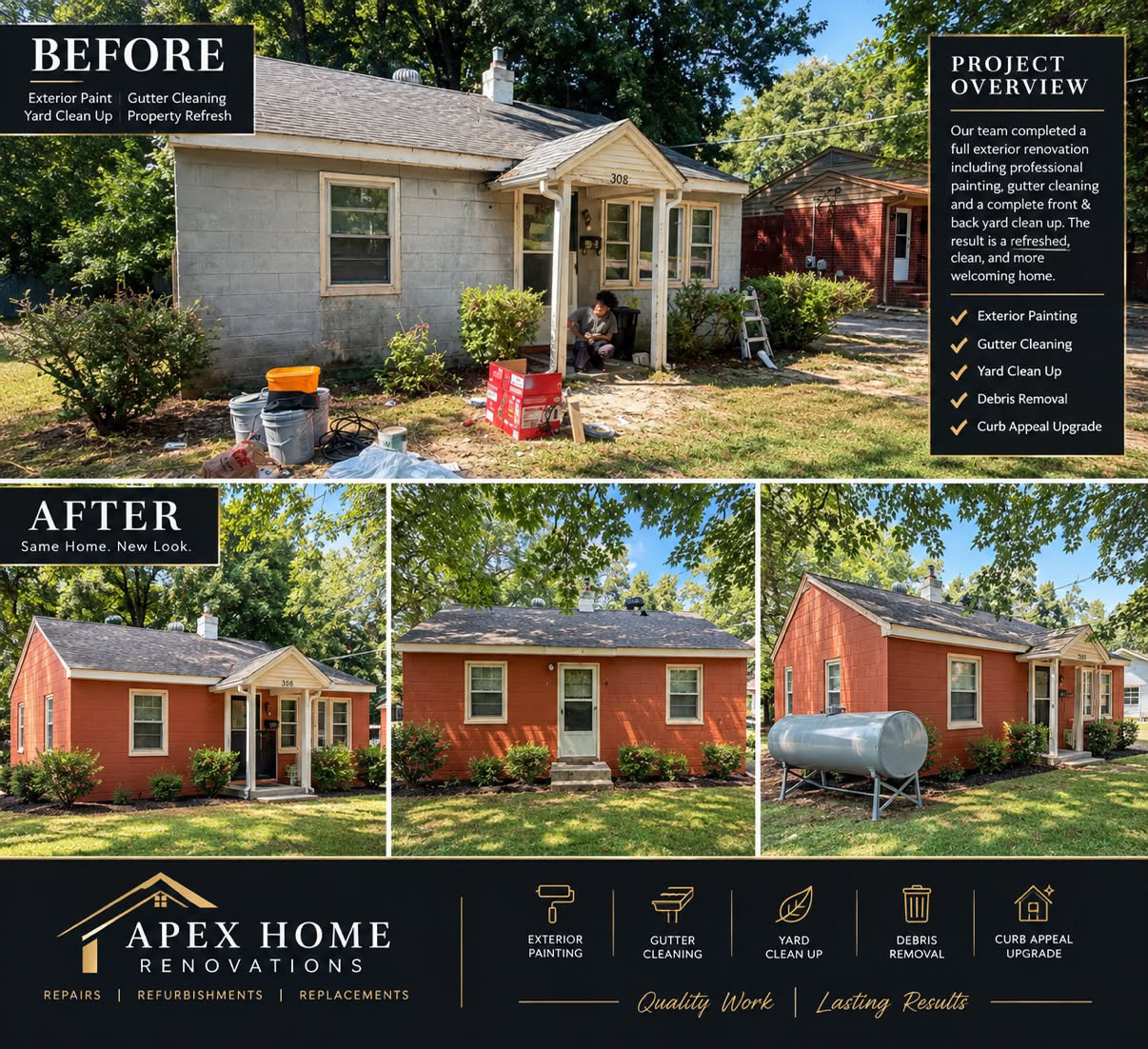Full Exterior Refresh — before and after
